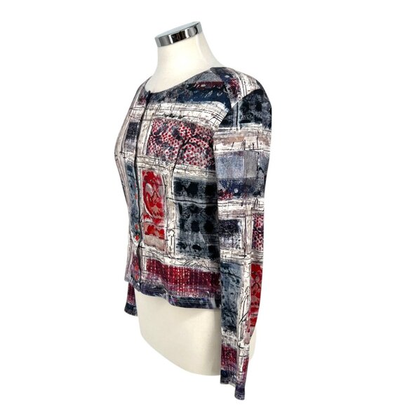Aventures Des Toiles Abstract Patterned Cotton Cardigan Knit Top Size 38 US 8 - Picture 5 of 12